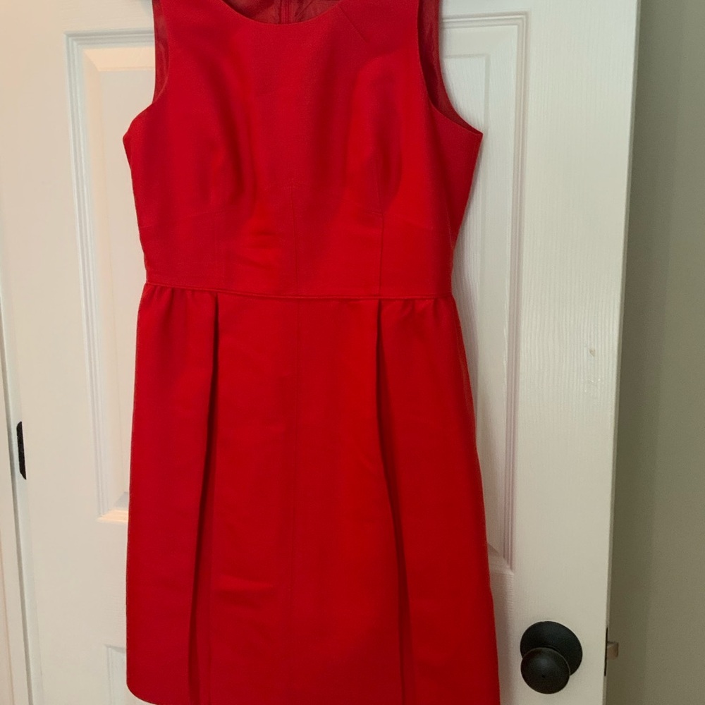 J. Crew Red Knee-Length A-Line Pleated Cocktail Dress
